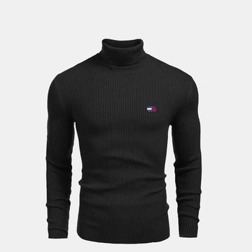 TH Pull en laine à col roulé et torsades